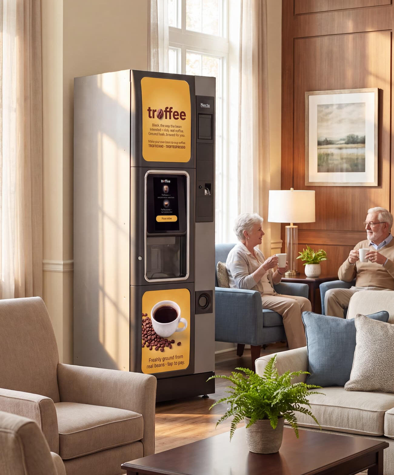 Senior residence lounge Senior residence lounge with a Troffee coffee machine