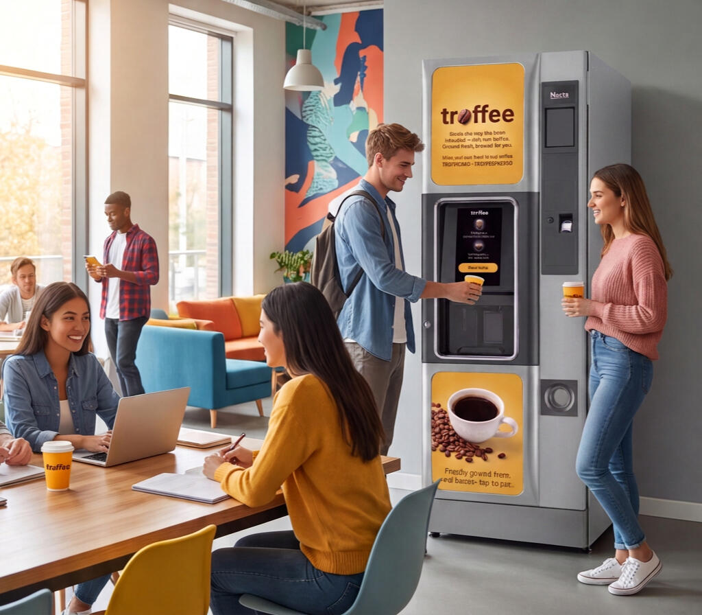 Language school common area Language school common area with a Troffee coffee machine